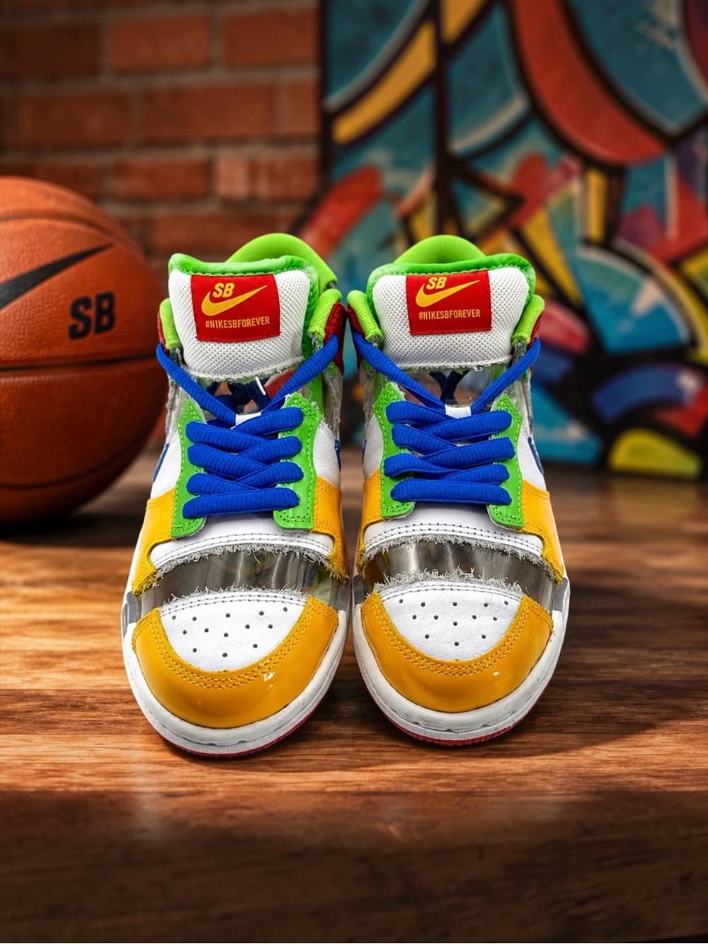Nike SB Dunk Low Pro QS What The Clear Multi Color Youth Size 5 Rare Authentic